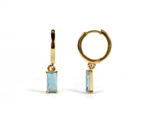 Blue Topaz Earrings - Huggie Earrings