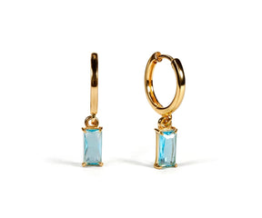 Blue Topaz Earrings - Huggie Earrings