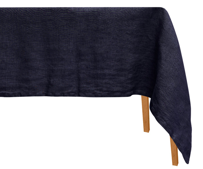 Dark Blue Linen Tablecloth