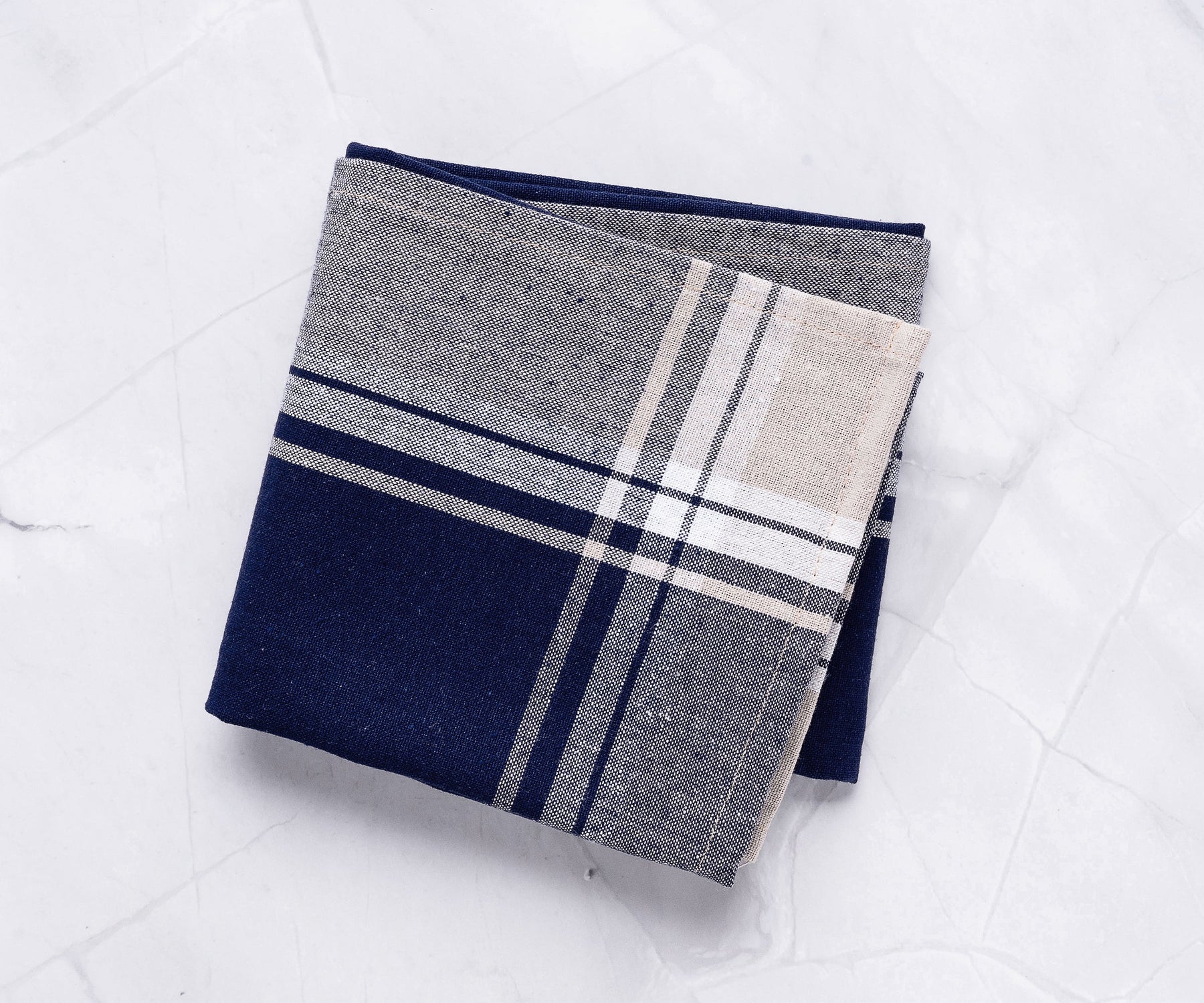 Kitchen Navy Blue Grid Linen Hand Towel, Eco Friendly Dish Clothes,  Chequered Linen Towels, Plaid Linen Dish Cloth, Tartan Kitchen Towels 