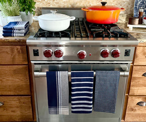 Striped towel adds a touch of elegance to your kitchen.