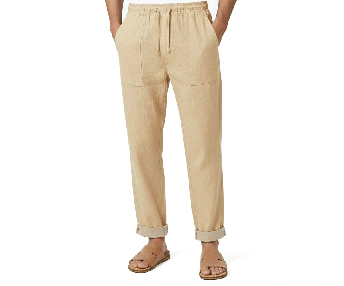 Men’s linen pants for summer in classic fit made from breathable lightweight fabric. Lightweight trousers for men designed with soft linen blend for all-day comfort