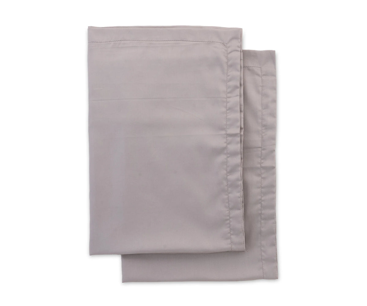 Brown cotton pillow cases 2-pack on a bed, available in standard, queen, and king sizes, soft and breathable 400TC sateen finish