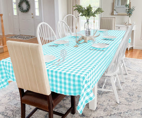 Navy Blue Buffalo Checkered Tablecloth - Nautical Dining Style