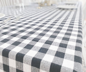 Contemporary Gray Buffalo Check Tablecloth - Modern Dining Style