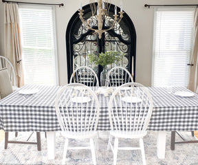 Elegant Gray Checkered Tablecloth - Understated Dining Elegance