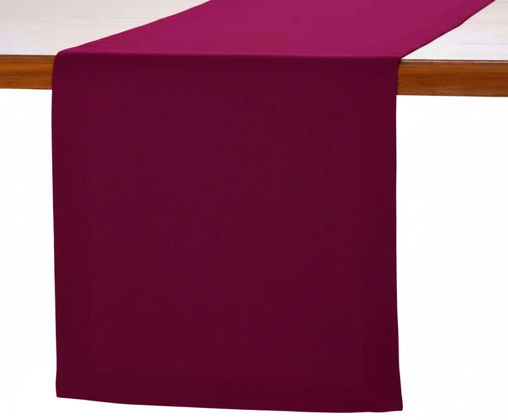 Burgundy linen table runner made from 100% natural linen, elegant and durable, perfect for dining tables, weddings, or festive décor, available in multiple sizes for both casual and formal settings.