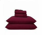 Burgundy European flax linen sheet set, rich wine color 100% luxury breathable bedding for king and queen size beds