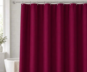 Burgundy cotton shower curtain for bathroom, 100% cotton fabric curtain for modern and farmhouse bathroom décor