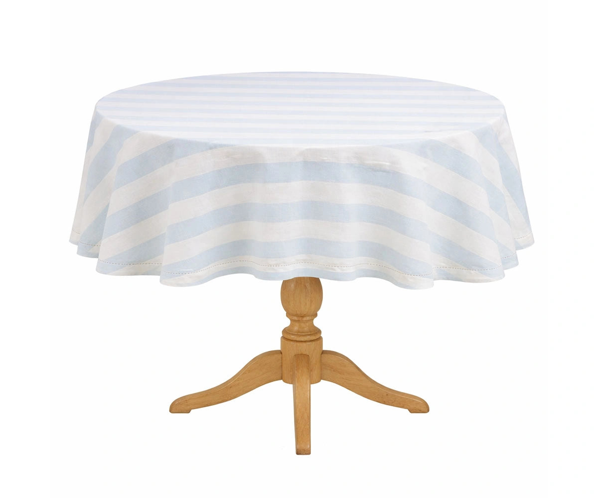 Classic neutral striped round tablecloth for everyday dining