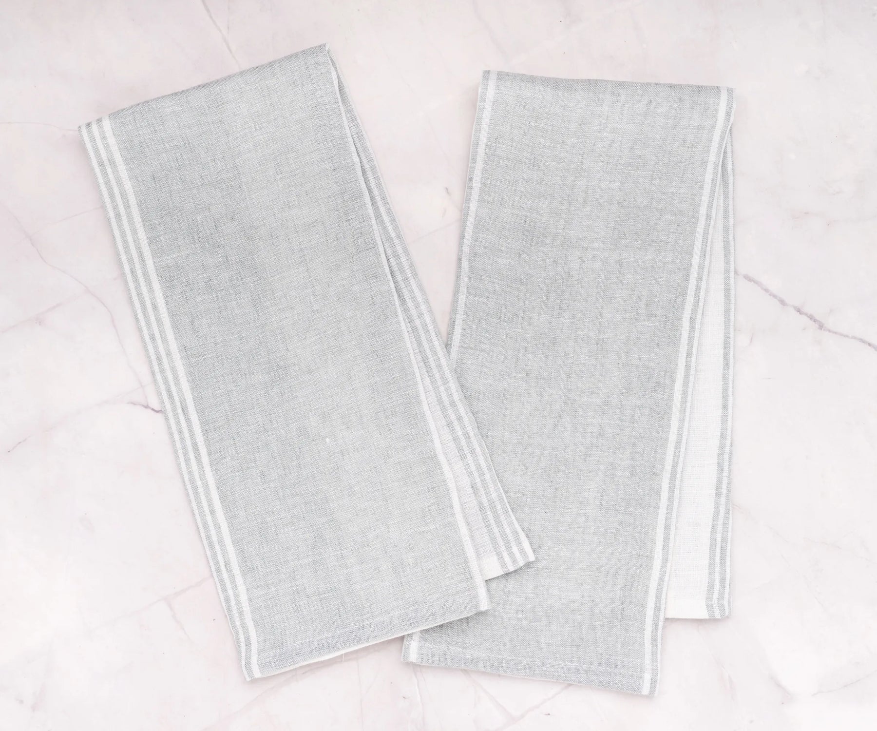 Classic Grey and White Striped Kitchen Towels – Durable Linen Dish Towels for Everyday Use