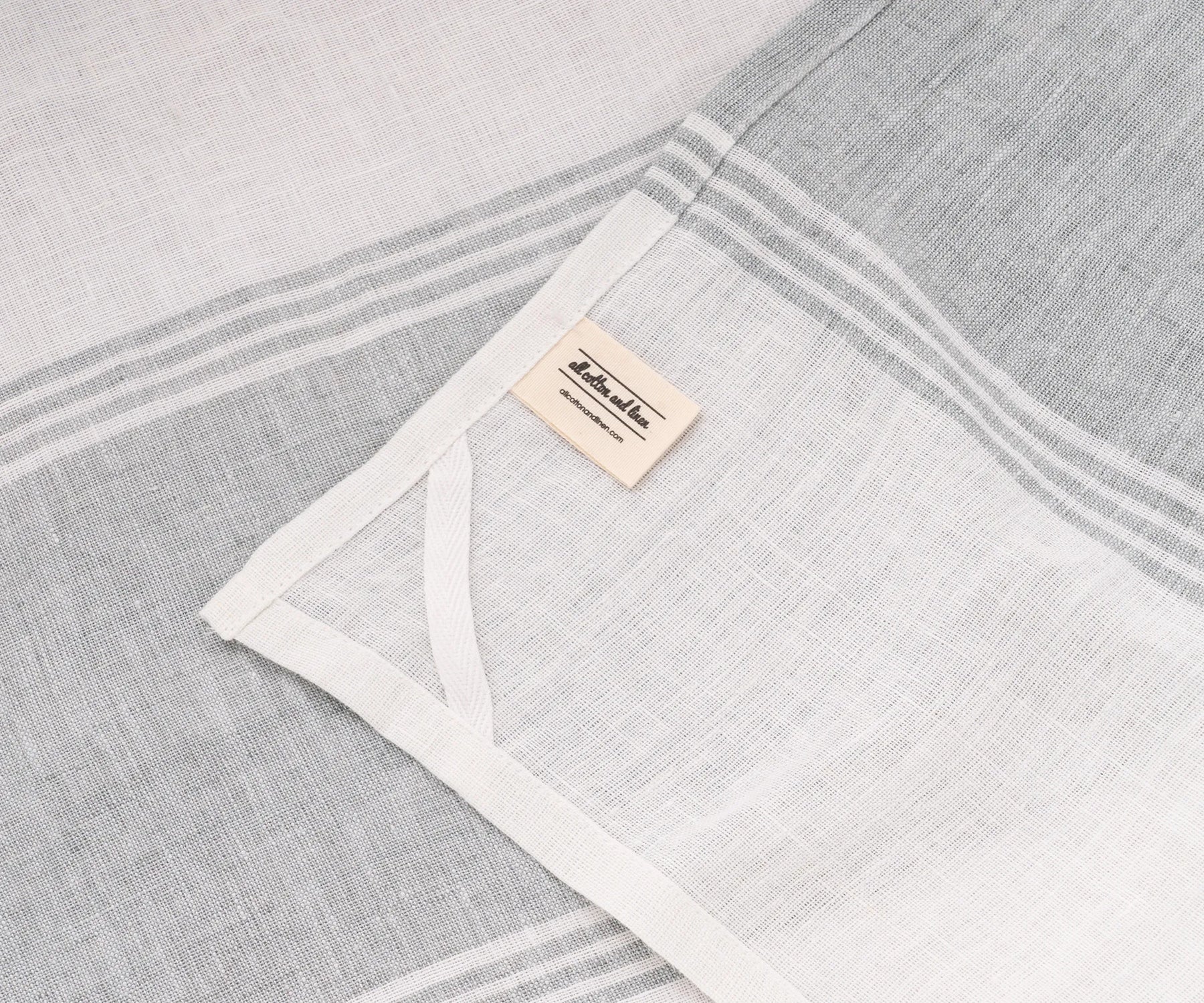 Grey and White Striped 100% Linen Dish Towels – Stylish and Functional Kitchen Towels, Set of 2