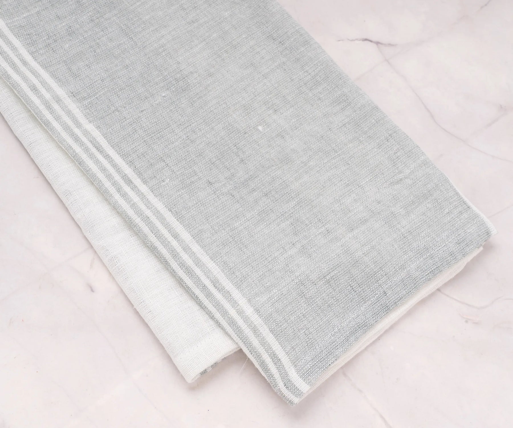 Neutral Grey and White Linen Kitchen Towels – Elegant, Absorbent Dish Towels, Set of Two