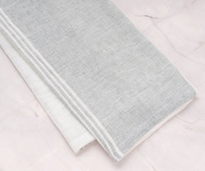 Neutral Grey and White Linen Kitchen Towels – Elegant, Absorbent Dish Towels, Set of Two
