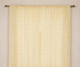 Yellow check farmhouse curtain, Yellow and white buffalo check curtains for bright farmhouse kitchen window décor