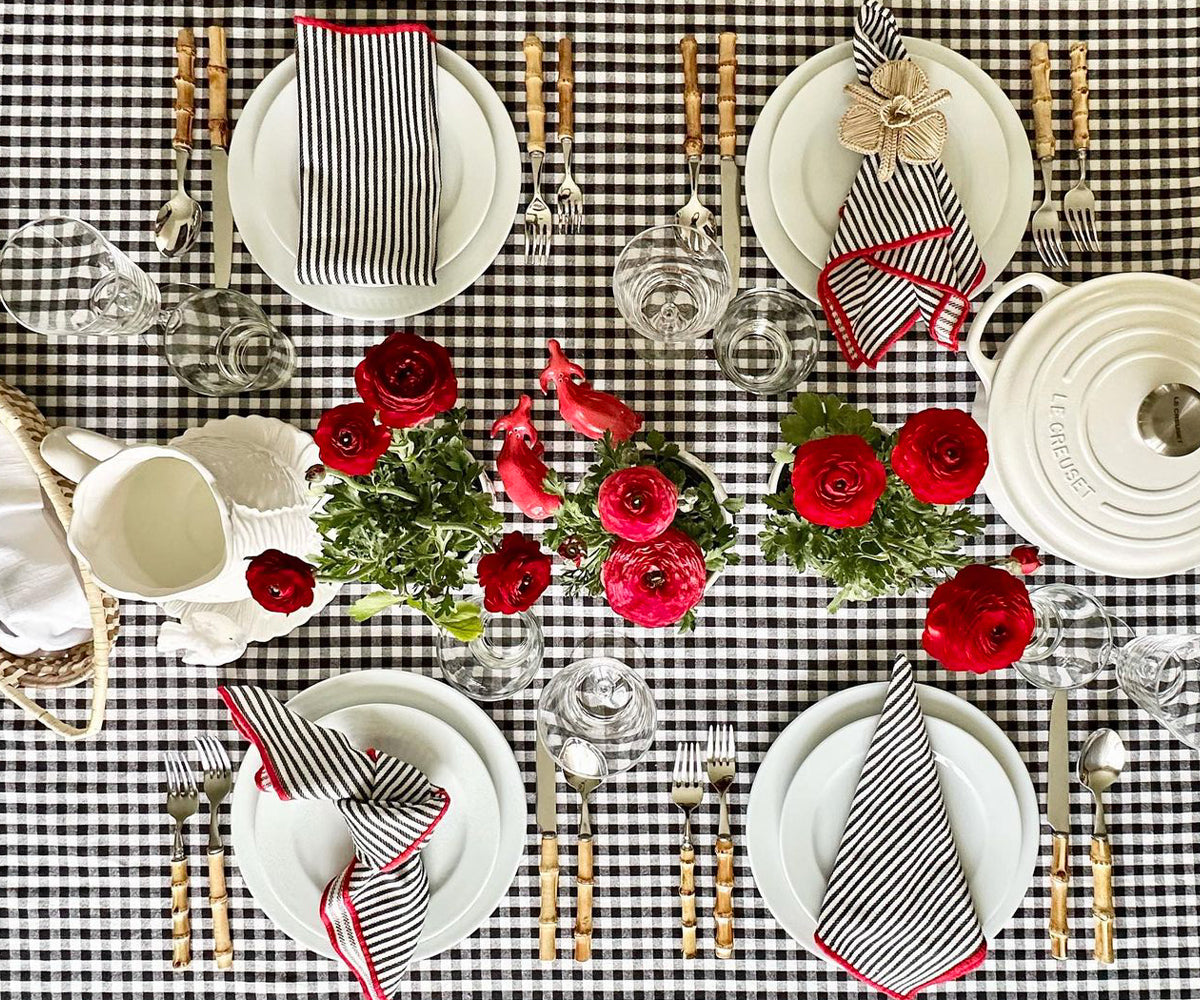 Classic Red and White Checkered Tablecloth - Timeless Dining Decor