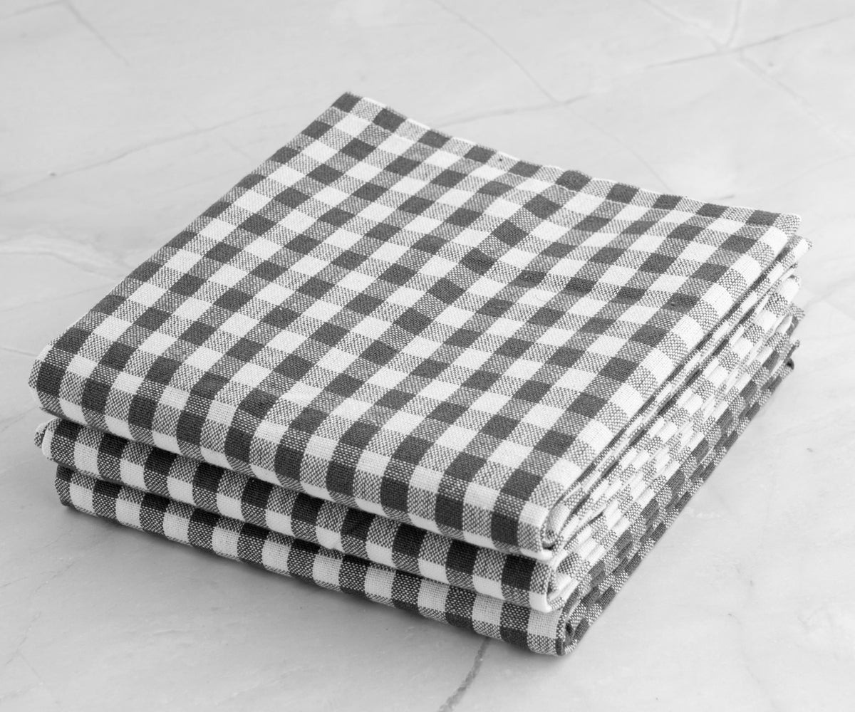 Soft and absorbent grey kitchen towels for practicality and style.