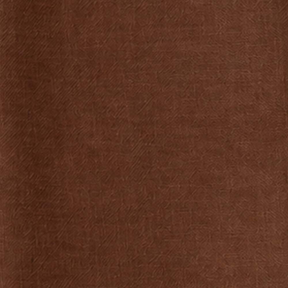 Close-up square fabric swatch showing chocolate brown linen napkin material texture.