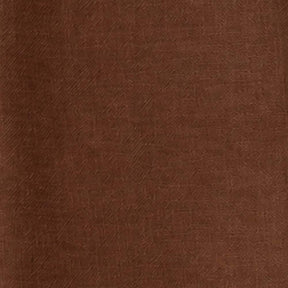 Close-up square fabric swatch showing chocolate brown linen napkin material texture.