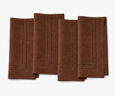 Chocolate Brown Double Hemstitch Cotton Cloth Dinner Napkins