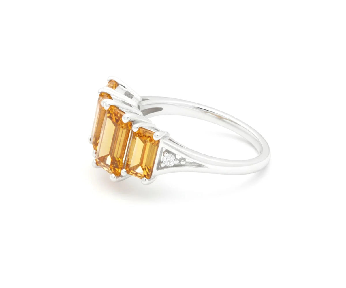 Beautiful citrine ring with white zircon stones for daily wear