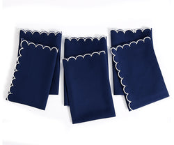 Navy Cotton Napkin with White Scalloped Border – Soft & Durable