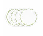 Sage green embroidered round cotton placemat with pearl detail on white base