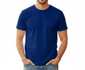 Dark Blue cotton men’s shirt – soft, breathable short sleeve shirt made from 95% cotton and 5% elastane for everyday casual wear.