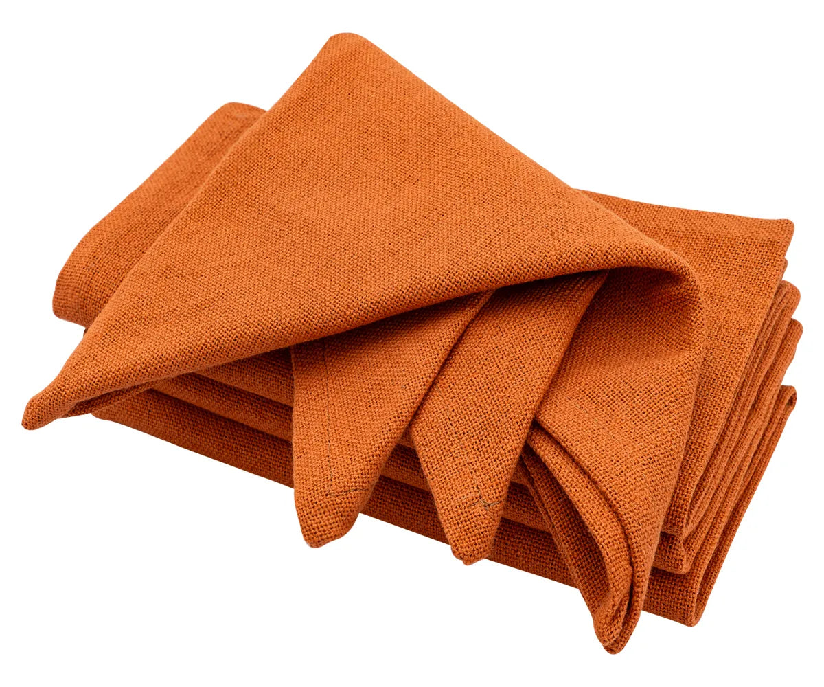Coral cotton napkins set for family dinners – perfect for casual meals or festive occasions, made from 100% soft, reusable cotton.