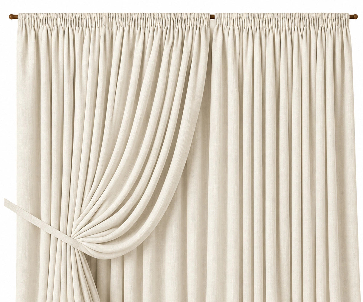 Ivory lined 100% cotton blackout window curtain, premium privacy curtain for bedroom and living room with light blocking polyester liner