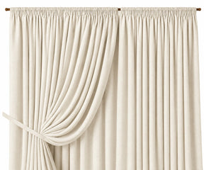 Ivory lined 100% cotton blackout window curtain, premium privacy curtain for bedroom and living room with light blocking polyester liner