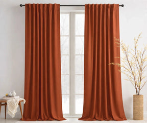Terracotta cotton curtains with warm earthy tone