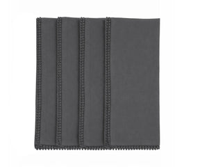 Charcoal gray cotton pom pom napkin with textured edge