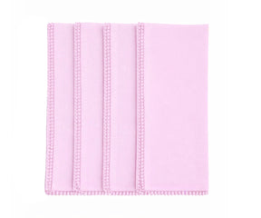 Pastel pink cotton napkin with knotted pom pom trim