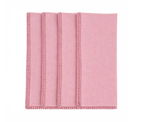 Peony pink cotton napkin with pom pom edging