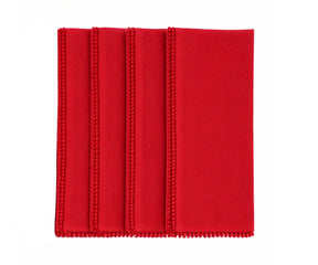 Red cotton pom pom napkin for holiday and dinner table décor