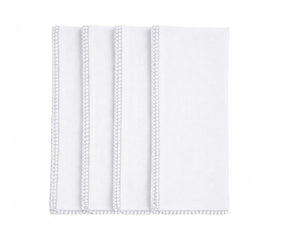 White cotton pom pom napkin with decorative trim