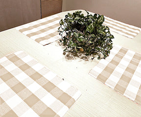 Beige and cream checked cotton placemats, set of 4
