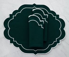 Cloth placemats in assorted colors and designs.