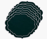 green placemats in assorted colors and designs.