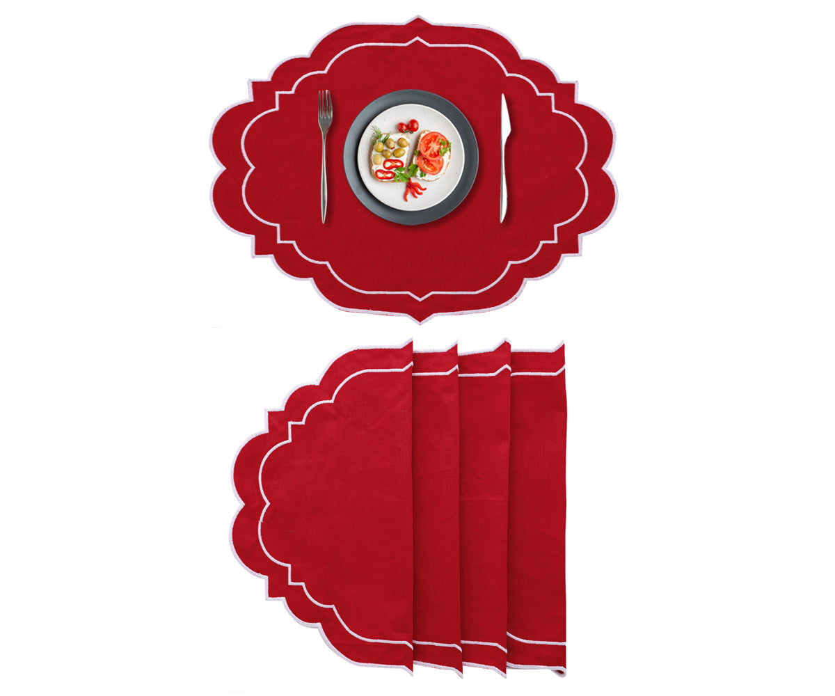 Oval red placemats with a contemporary flair for dining tables