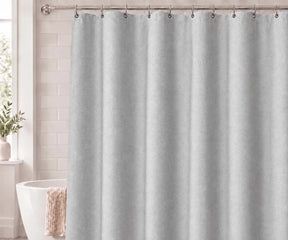 Grey cotton shower curtain for bathroom, 100% cotton fabric curtain for modern, minimalist and neutral bathroom décor