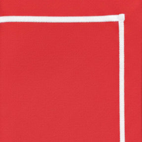 Red cotton dinner napkins with white line embroidery, reusable embroidered cloth napkins for valentine parties, and weddings