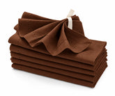 Stacked chocolate brown cotton hemstitched dinner napkins set