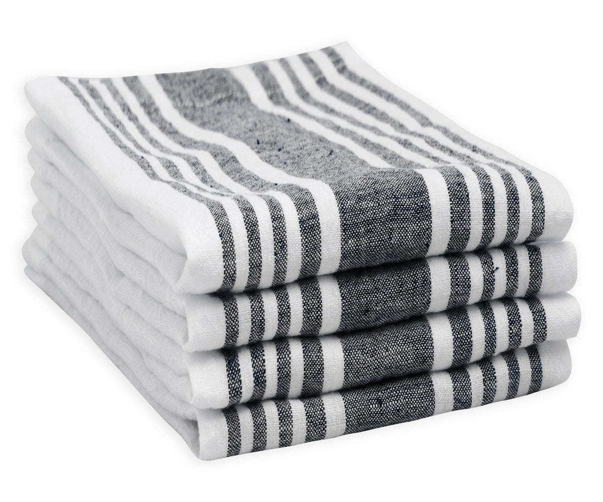 Black Linen Striped Napkins: Timeless elegance in the deepest ebony