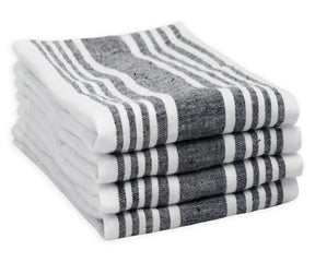 Black Linen Striped Napkins: Timeless elegance in the deepest ebony