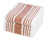 Premium quality red cloth napkins with delicate stripes, suitable for weddings and special events.