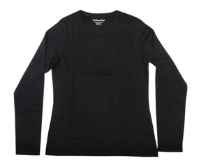 Black long-sleeve shirt on a white background.