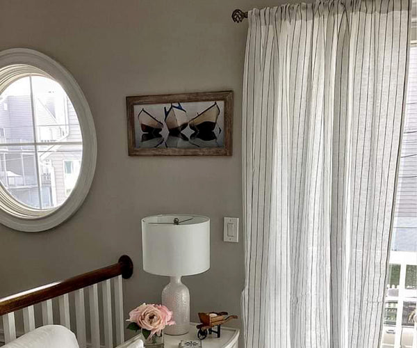 White linen curtains for living room window décor