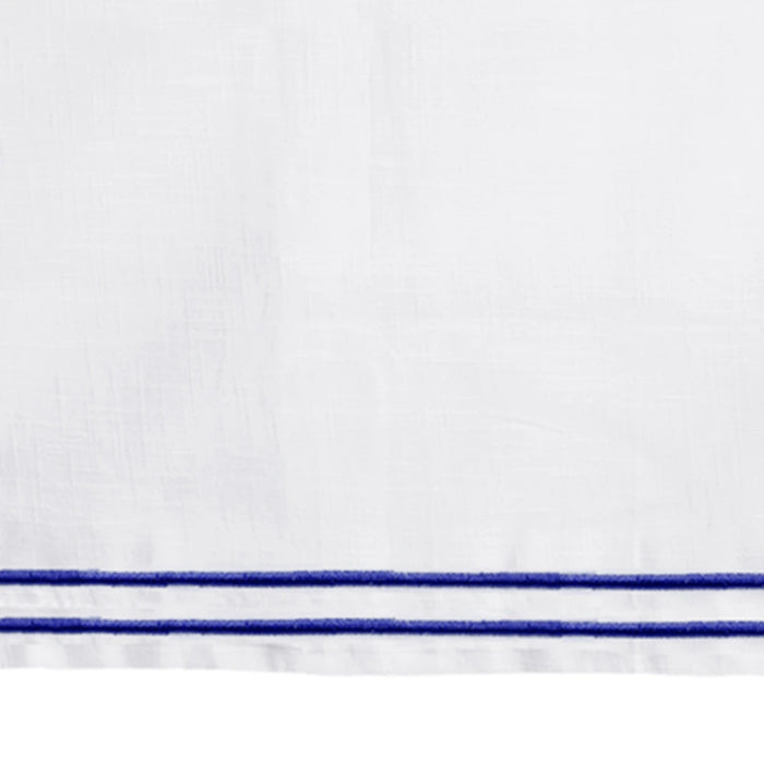 Elegant royal blue embroidered tablecloth rectangle crafted from 100% cotton, perfect for weddings, formal dining, and festive celebrations.